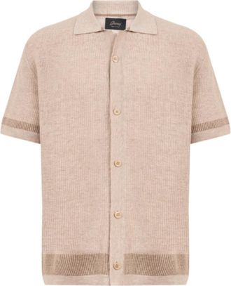 Brioni Gestreept Gebreid Shirt - Heren - Vesten - Beige - 2XL - Truien & Vesten