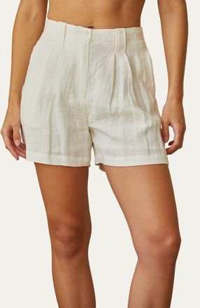 Crescent Pleated Linen Shorts in White at Nordstrom, Size X-Small Short