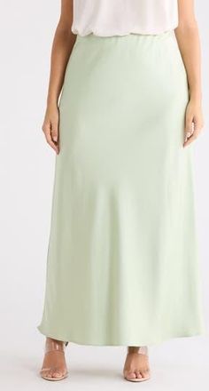 Renee C Satin A-Line Skirt in Pistachio at Nordstrom Rack, Size 3X