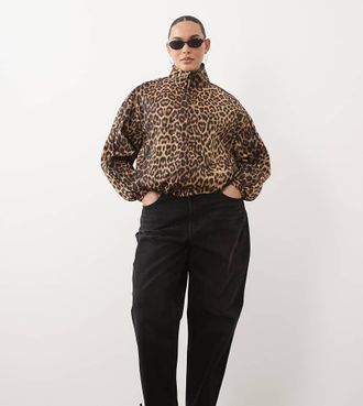 Asos Curve ASOS DESIGN Curve giacca sportiva oversize con stampa leopardata-Multicolore