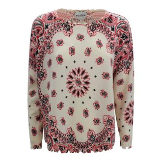 Kujten Cashmere Knitwear, female, Multicolor, Size: S Maglia Mela Bandana Bico