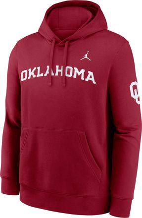 Nike Jordan Oklahoma Sideline Club Nike Mens Jordan Brand Pullover Hoodie in Red | MJDK69WOKN-TVV