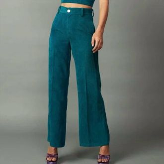 Current Air Corduroy High Waisted Wide Pants In Teal