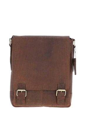 Ashwood Leather Mens Classic A4 Flap-Over Messenger Bag - Brown - One Size