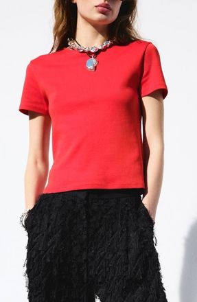 Mango Fitted Cotton T-Shirt in Red at Nordstrom, Size Small