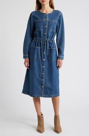 Rails Elysian Long Sleeve Denim Midi Shirtdress in Pebble Blue at Nordstrom Rack, Size Xx-Small