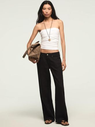 Lucky Brand Womens Baggy Linen Wide Leg Pant