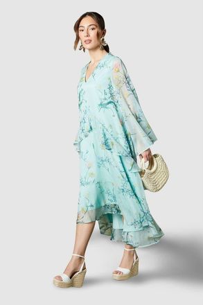 Coast Volume Frill Maxi Dress in Sage at Nordstrom, Size 8