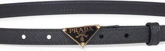 Prada Womens Leather Belt Saffiano Black Calf