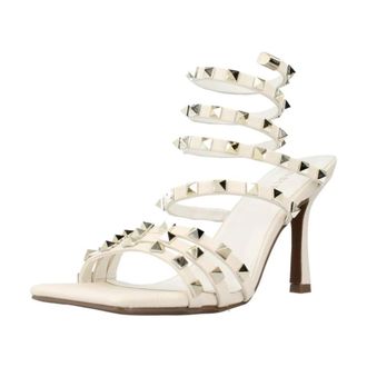 Menbur Sandalia Detalle Tachas - Dames - Sandalen met hakken - Wit - 37 EU - Leer - Schoenen