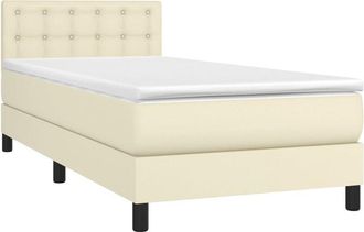 vidaXL Vidaxl - Cama Box Spring Colch&oacute;n Y Led Cuero Sint&eacute;tico Crema 100x200 Cm