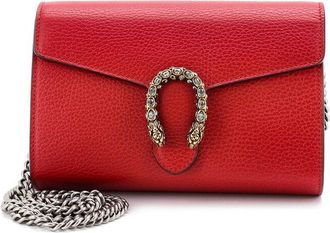 Gucci Red Leather Dionysus Chain Wallet With Embellished Detail Small (Authentic Pre-Loved)