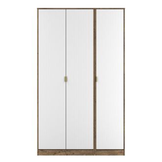 Welcome Furniture Breda Ready Assembled 3 Door Wardrobe in White Matt & Vintage Oak - Welcome Furniture | TJ Hughes
