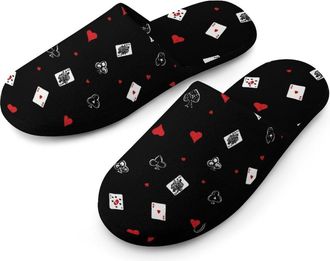 Generic Poker Mens Slippers Warm Non-Slip Houes Shose Spa Slipper for Home Bedroom