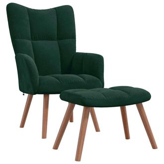 vidaXL Vidaxl Poltrona Relax Con Poggiapiedi Verde Scuro In Velluto