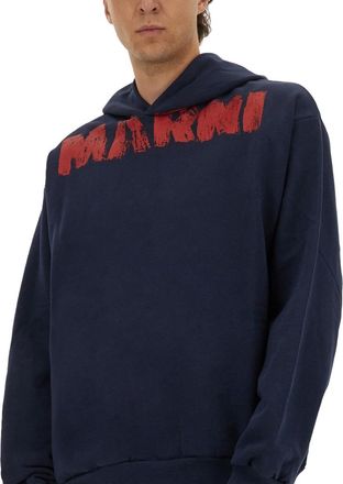 Marni Maxi Logo Print Sweatshirt - Blue