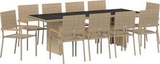 vidaXL Garden Dining Set 11 pcs Beige Poly rattan vidaXL