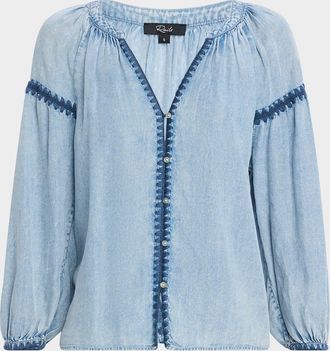Rails Toshi Embroidered Chambray Blouse