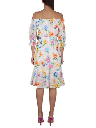 Moschino Floral Cotton-Silk Blend Dress - Multicolor