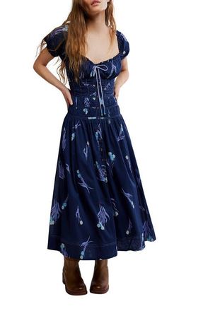 Free People Complete Me Cotton Midi Dress in Navy Combo at Nordstrom, Size X-Small
