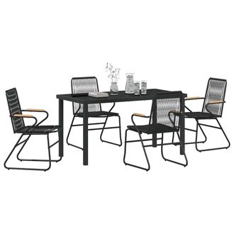 Berkfield Home Stylish 5 Piece Garden Dining Set Black PVC Rattan