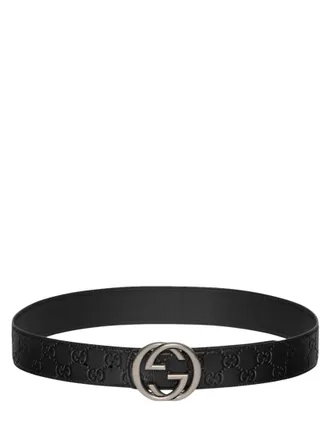 Gucci Black GG Logo Reversible Belt