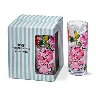 Tag In Bloom Drinks Glass S/4 Multi Glass Spring in Clear at Nordstrom