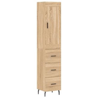 Berkfield Home Highboard Sonoma Oak 34.5x34x180 cm Engineered Wood in Brown