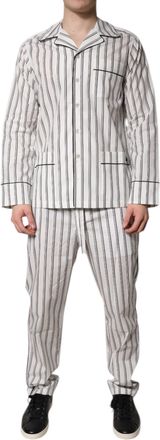 Dolce & Gabbana White Black Stripes Cotton Men Pajama Set Mens Sleepwear