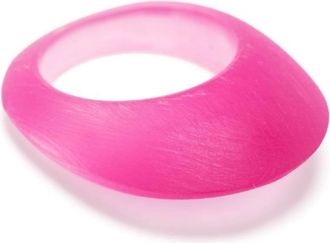 Saint Laurent Ladies Ice Effect Pink Fush Resin Ring, Size 5