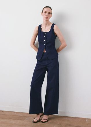 Mango Top denim bottoni blu - Donna - XS - MANGO
