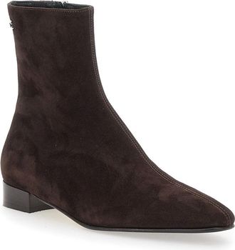 Carel Womens Brown Boots With Logo Embroidery And Side Zip Goat