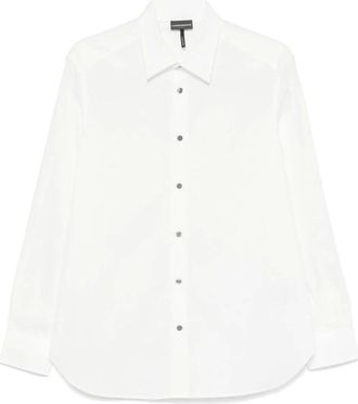 Emporio Armani Overhemden, Heren, Wit, M, Witte Button-Up Overhemd Klassieke Stijl