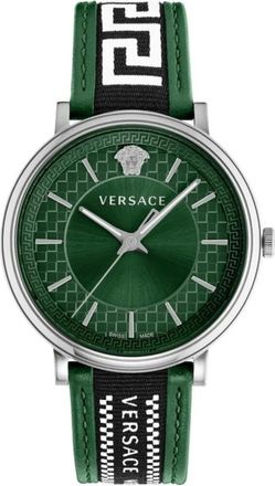 Versace Militair Groene Wijzerplaat Leren Horloge - Heren - Horloges - Veelkleurig - ONE Size - Accessoires