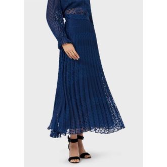 Emporio Armani Womens Emporio Armani Plet Maxi A-Line Skirt in Royal Blue - Size 4 UK