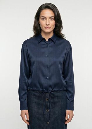 YAL New York Button Front Blouse in Navy with Tie Waist