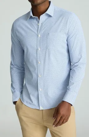 UNTUCKit Richette Medallion Print Performance Button-Up Shirt in Blue at Nordstrom, Size Medium