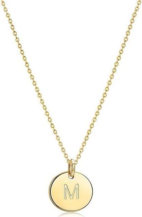 House of Frosted Initial Pendant Necklace in Yellow Gold - M at Nordstrom Rack, Size 16