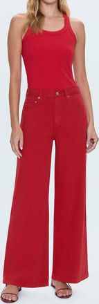 Pistola Denim Jadyn Low Slung Wide Leg Jeans In Red