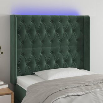 vidaXL Cabecero Con Led De Terciopelo Verde Oscuro 103x16x118/128 Cm Vidaxl
