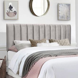 Casa Solace Silver Plush Double 26 inch Strutted Headboard