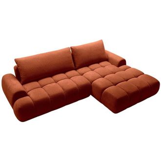 Vente-Unique Divano letto angolare destro in ciniglia terracotta FARNETA