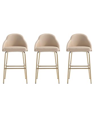 Manhattan Comfort Set Of 3 Gracie Modern Leatherette Barstools With Steel Legs