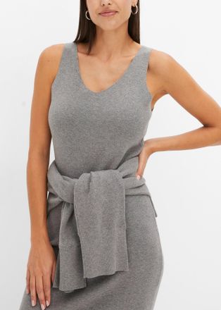 Bonprix Strickkleid BONPRIX, Damen, Gr. 36/38 (S), N-Gr, grau meliert meliert, Strick, Obermaterial: 50% Viskose, 26% Polyamid, 24% Polyester, l&auml;ssig geschnit