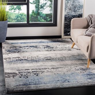 Safavieh Galaxy Machine Made Area Rug, Grey / Ivory Contemporary Style Easy Care