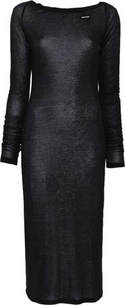 Miu Miu Abito midi con applicazione logo - Nero