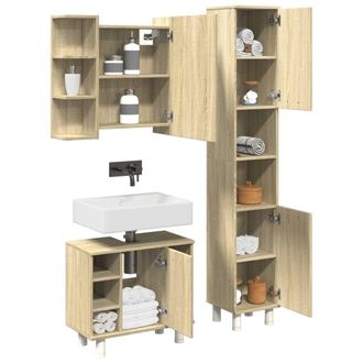 Berkfield Home 3 Piece Bathroom Furniture set Sonoma Oak Engineered Wood in Brown