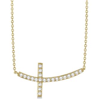 Allurez Diamond Sideways Curved Cross Pendant Necklace 14k in 0.75Ct,yellow Gold at Nordstrom, Size 18