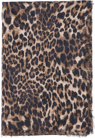 Nili Lotan Brown Animal Print Modal Scarf