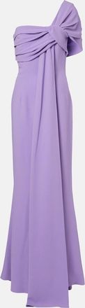 Elie Saab Draped one-shoulder silk-blend cady gown